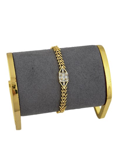 Özel Seri Plaka V Geçişli Zirkon Baget Taş Detay Bileklik ( 18 Cm )