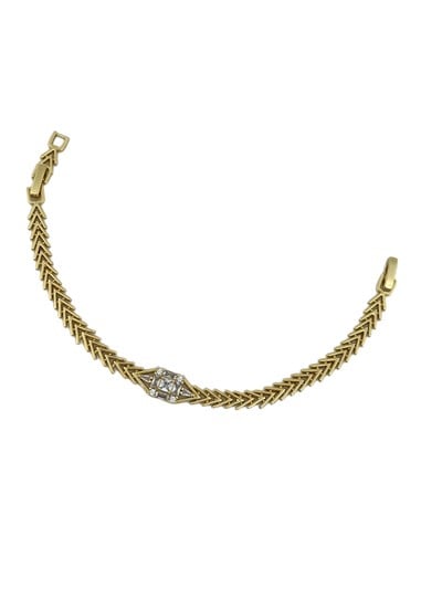 Özel Seri Plaka V Geçişli Zirkon Baget Taş Detay Bileklik ( 18 Cm )