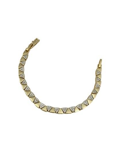 Özel Seri Plaka ve Zirkon Taş Üçgen Figür Sıralı Bileklik (19 Cm)