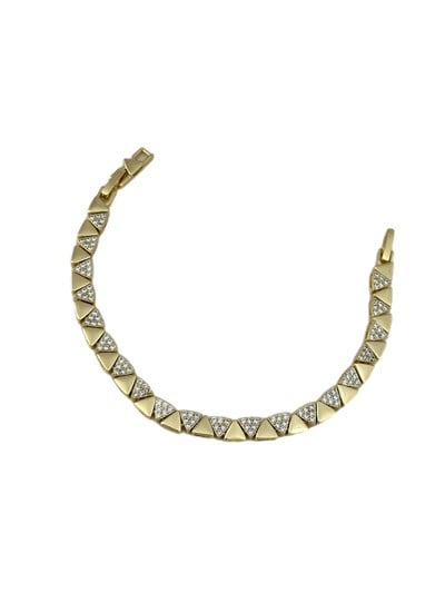 Özel Seri Plaka ve Zirkon Taş Üçgen Figür Sıralı Bileklik (19 Cm)