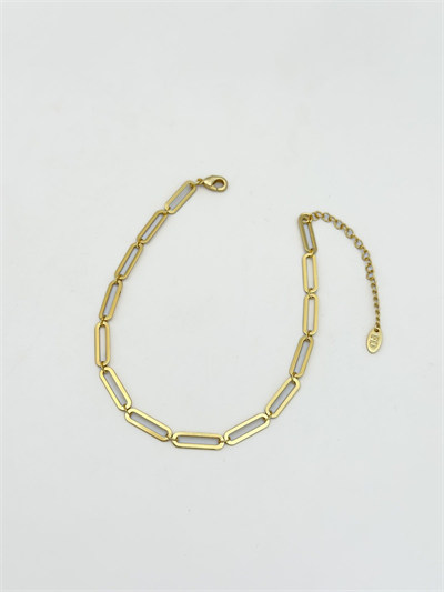 Özel Seri Plaka Yassı Oval Zincir Geçmeli Halhal (27cm)