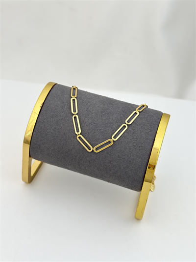 Özel Seri Plaka Yassı Oval Zincir Geçmeli Halhal (27cm)