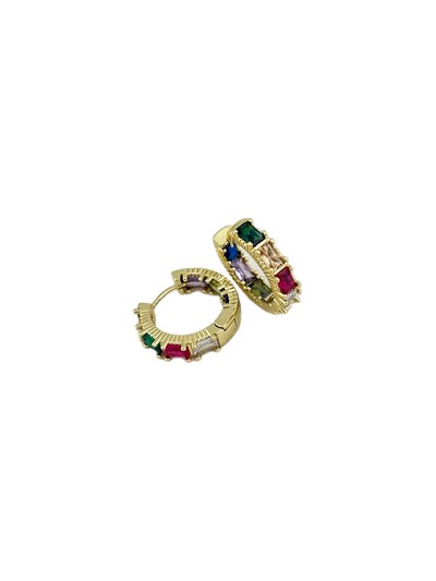 Özel Seri Renkli Baget Taşlı Halka Küpe (İç Çap:1.5 Cm)