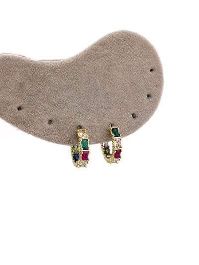Özel Seri Renkli Baget Taşlı Halka Küpe (İç Çap:1.5 Cm)