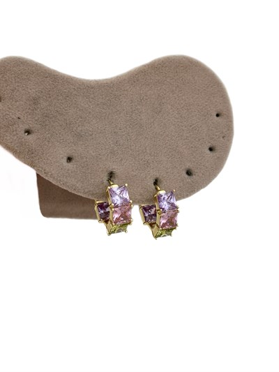 Özel Seri Renkli Kare Zirkon Taşlı Halka Küpe