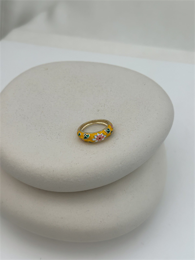 Özel Seri Renkli Mineli Çiçek Figür Yüzük (S Beden Uyumludur)