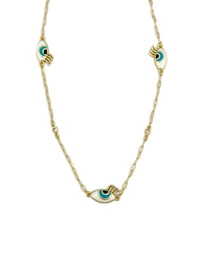 Özel Seri Renkli Mineli Daire Zirkon Taşlı Tasarım Göz Kolye ( 95 Cm )