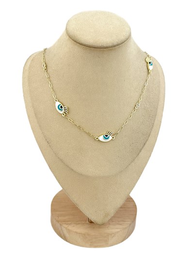 Özel Seri Renkli Mineli Daire Zirkon Taşlı Tasarım Göz Kolye ( 95 Cm )