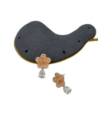 Özel Seri Renkli Mineli Damla Zirkon Taş Sallantılı Küpe