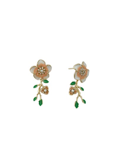 Özel Seri Renkli Mineli Mini İnci Detay Çiçek Figür Küpe