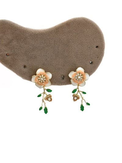 Özel Seri Renkli Mineli Mini İnci Detay Çiçek Figür Küpe