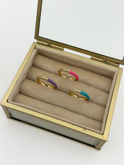 Özel Seri Renkli Mineli Zirkon Taşlı Ayarlanabilir Yüzük