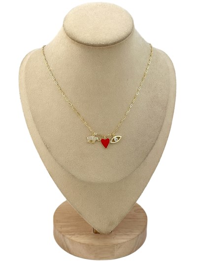 Özel Seri Renkli Mineli Zirkon Taşlı Çoklu Figür Kolye ( 45 Cm )