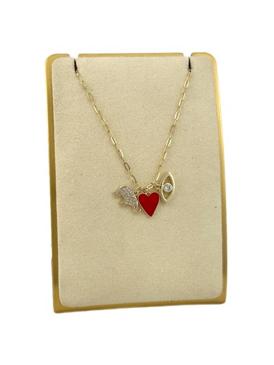 Özel Seri Renkli Mineli Zirkon Taşlı Çoklu Figür Kolye ( 45 Cm )