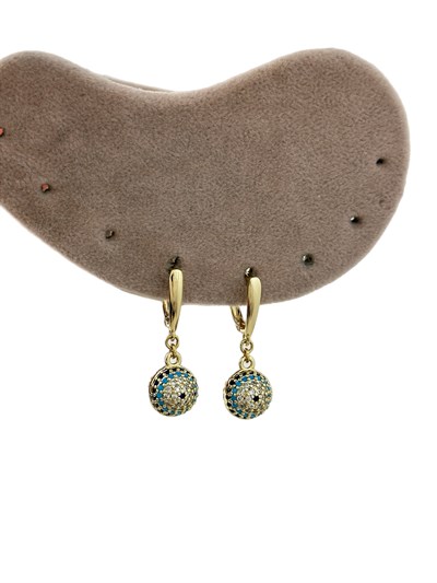 Özel Seri Renkli Nazar Figür Topçuk Sallantılı Oval Halka Küpe