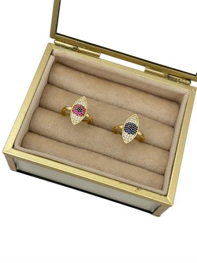 Özel Seri Renkli Taşlı Göz Figür Ayarlanabilir Yüzük