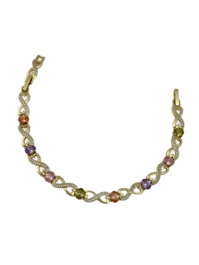 Özel Seri Renkli ve Zirkon Taşlı Sonsuzluk Figür Bileklik ( 20 Cm )