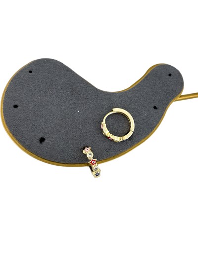 Özel Seri Renkli Yıldız Figür Nazar Detay Halka Küpe (İç Çap:1.3 Cm)