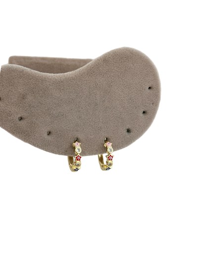 Özel Seri Renkli Yıldız Figür Nazar Detay Halka Küpe (İç Çap:1.3 Cm)