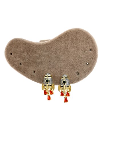 Özel Seri Renkli Zirkon Taş Sallantılı Roket Küpe