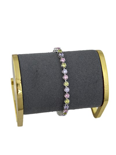 Özel Seri Renkli Zirkon Taşlı 4 MM Su Yolu Bileklik ( 20 Cm )