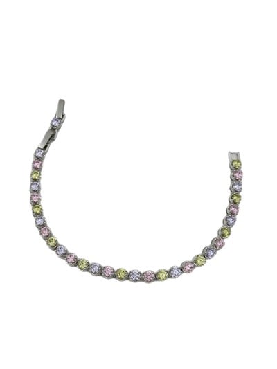 Özel Seri Renkli Zirkon Taşlı 4 MM Su Yolu Bileklik ( 20 Cm )