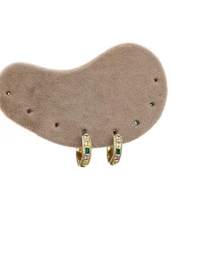 Özel Seri Renkli Zirkon Taşlı Halka Küpe ( İç Çap : 1.3 Cm )