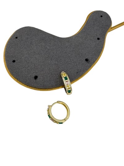 Özel Seri Renkli Zirkon Taşlı Halka Küpe ( İç Çap : 1.3 Cm )