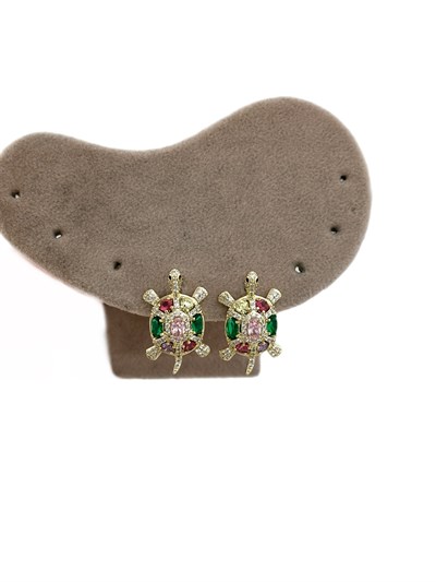 Özel Seri Renkli Zirkon Taşlı Tasarım Kaplumbağa Küpe