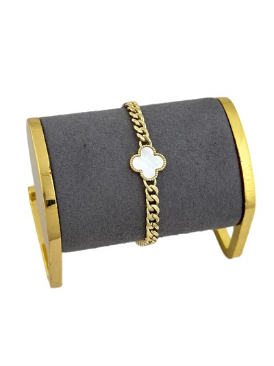 Özel Seri Sedef Taşlı Yonca Figür Zincir Bileklik ( 20 Cm )