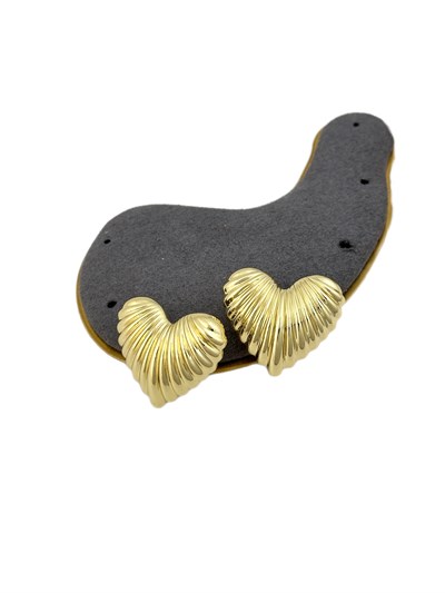 Özel Seri Şerit Plaka İşlemeli Bombeli Kalp Küpe