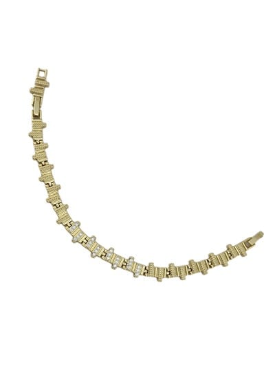 Özel Seri Şerit Plaka Sıralı Zirkon Taşlı Tasarım Bileklik ( 19 Cm )