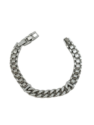 Özel Seri Şerit Zirkon Taş Detay İki Farklı Zincir Tasarım Bileklik ( 20 Cm )