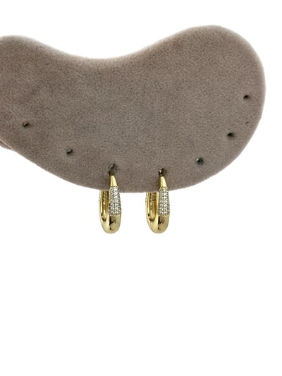 Özel Seri Şerit Zirkon Taş Detay Oval Bombeli Halka Küpe