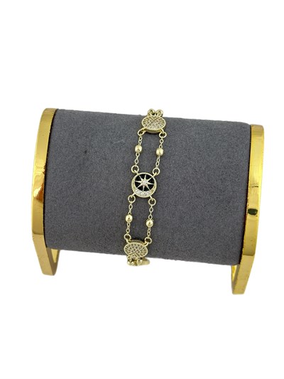 Özel Seri Siyah Mineli Zirkon Taşlı Tasarım Kuzey Yıldız Bileklik ( 21 Cm )