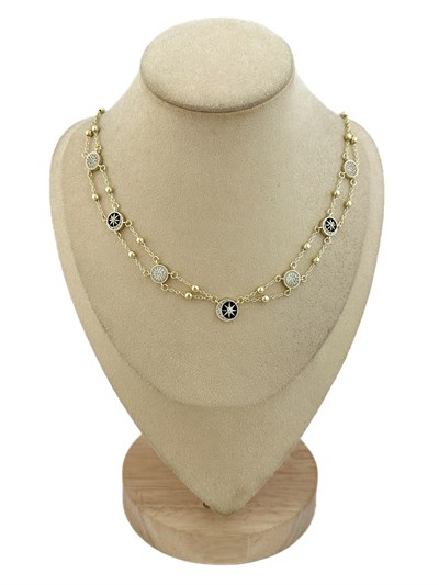 Özel Seri Siyah Mineli Zirkon Taşlı Tasarım Kuzey Yıldız Kolye ( 53 Cm )