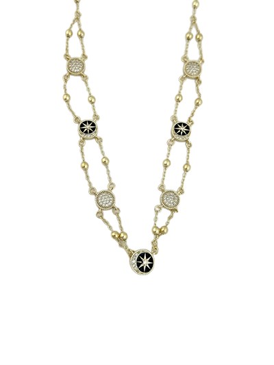 Özel Seri Siyah Mineli Zirkon Taşlı Tasarım Kuzey Yıldız Kolye ( 53 Cm )