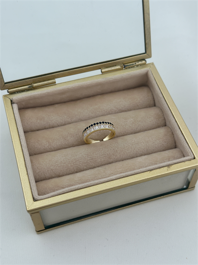 Özel Seri Siyah Taş Detay Kırık Baget Taşlı Ayarlanabilir Yüzük