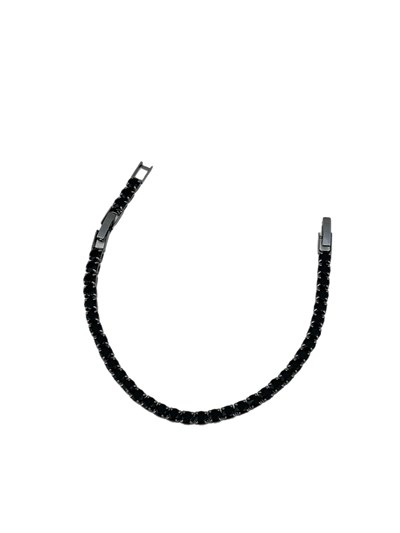 Özel Seri Siyah Zirkon Taşlı 4 Mm Su Yolu Bileklik ( 20 Cm )
