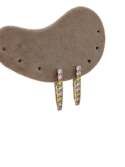 Özel Seri Soft Renkli İri Daire Taş Sıralı V Model Küpe