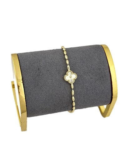 Özel Seri Sosis Zincir Lazer Kesim Yonca Figür Bileklik (23 Cm)