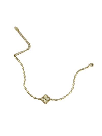 Özel Seri Sosis Zincir Lazer Kesim Yonca Figür Bileklik (23 Cm)