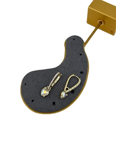 Özel Seri Swarovski Kalp Taş Sallantılı Tasarım Küpe