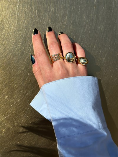 Özel Seri Tel Plaka Çoklu Görünüm Ayarlanabilir Yüzük Kombini