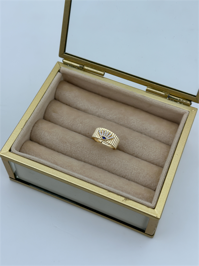 Özel Seri Tırtık Plaka Zirkon Taşlı Göz Figür Ayarlanabilir Eklem Yüzük