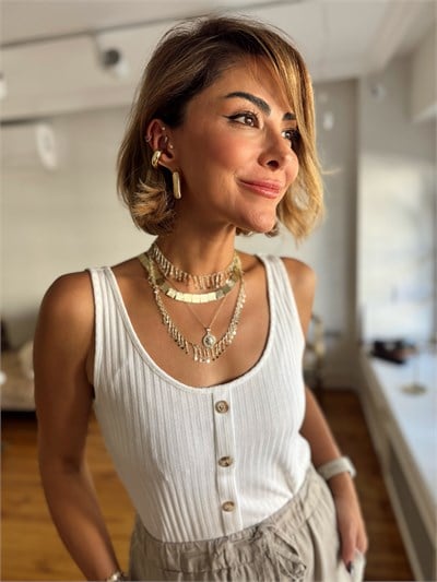 Özel Seri Tırtıklı Boru Plaka C Model Halka Küpe Kombini