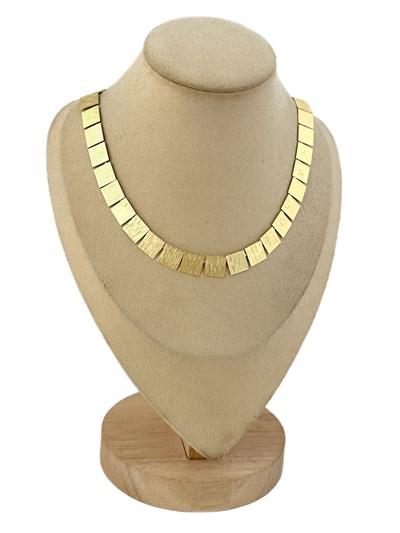 Özel Seri Tırtıklı Kare Tırtıklı Plaka Sıralı Kolye (44 Cm)