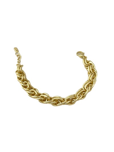Özel Seri Tırtıklı ve Plaka İç İçe Geçmeli Oval Halka Bileklik (20 Cm)