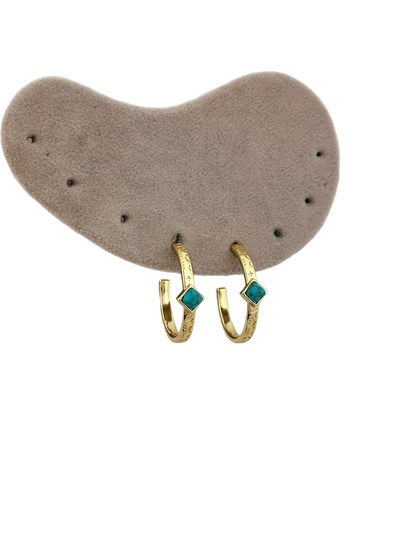 Özel Seri Turkuaz Firuze Taş Detay Halka Küpe