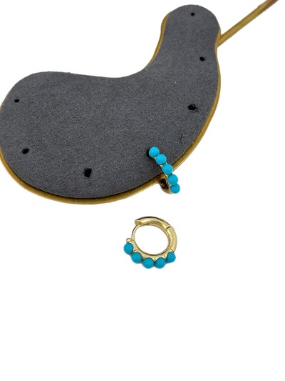 Özel Seri Turkuaz Taşlı Halka Küpe ( İç Çap : 1.1 Cm )